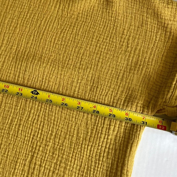 Joie Sz L Oversized Gauze Mustard Tunic Blouse Cotton Short Sleeve V Neck - Picture 8 of 9